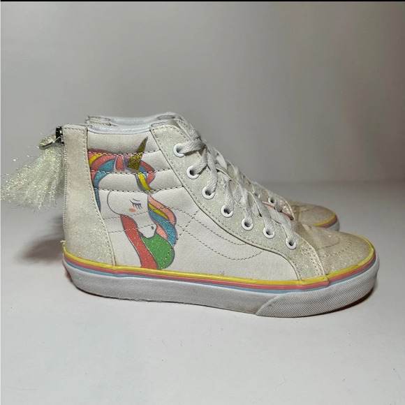 VANS Sk8-Hi Zip Rainbow Unicorn Glitter Sneakers Shoes Toddler Kids Size 3.5. - Picture 2 of 9